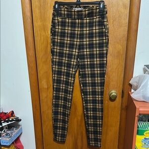 SO Black and Yellow Plaid Skinny Pants